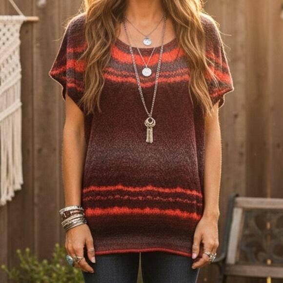 Free People Sweaters - Free People Berry Comb Short Sleeve Sweater size XS